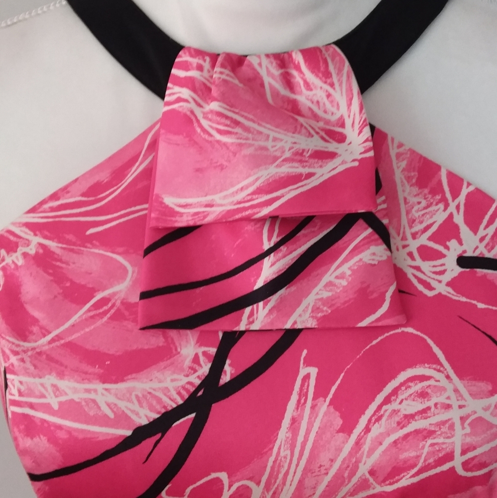NWT Merona Pink and Black Halter Style Dress with Floral Design - Picture 3 of 13